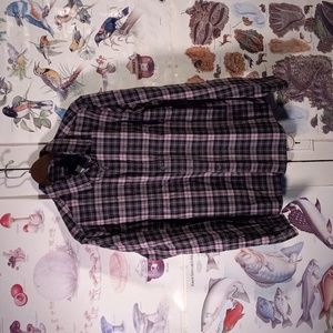 Eddie Bauer NWT Flannel Shirt Black Grey Red Plaid Men's Large Classic Fit